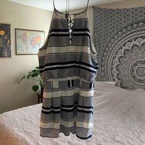 NEW HYFVE white and navy blue stripped romper!